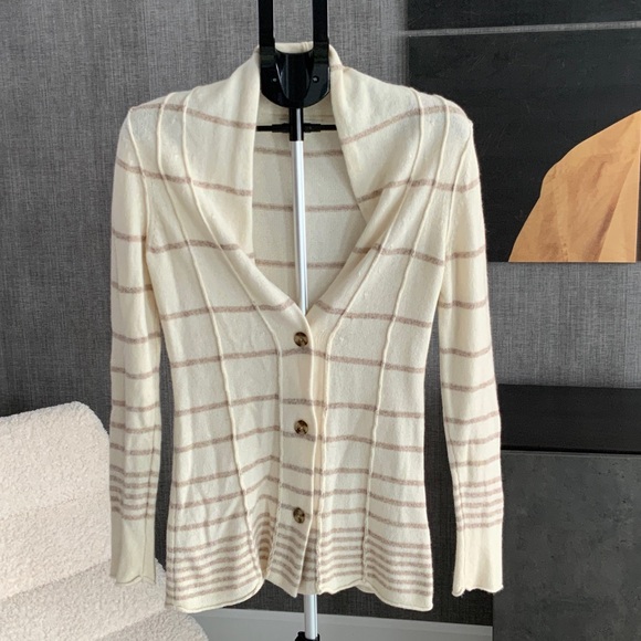 Banana Republic Cream and Tan Knit Cashmere blend Vest S - Picture 1 of 5